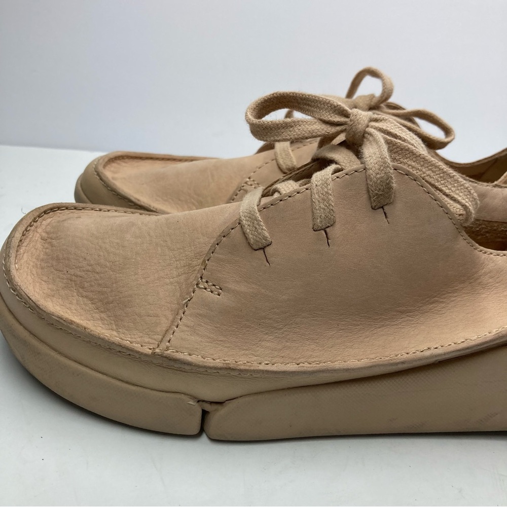 Clarks Women's Trigenic Leather Sneakers Shoes 8.5 M Flex Nude Nubuck Casual - Picture 5 of 15